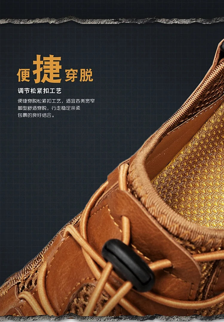 Summer Men Sandals Genuine Leather Mens Casual Shoes Outdoor Men Leather Sandals for Men Beach Shoes Roman mens Shoes
