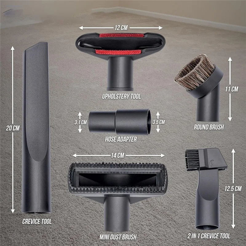 B43C For Henry Hoover Vacuum Cleaner Attachments Set-Head, Crevice, Upholstery Round Brush& Adapter Included
