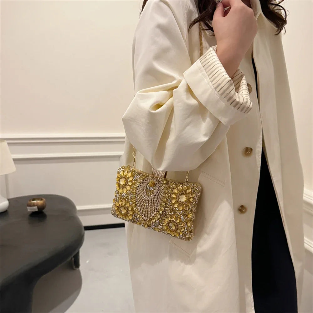 Luxury Sparking Rhinestone Evening Clutch Bags For Women Wedding Prom Dinner Party Gemstone Crossbody Bag 2024 Designer Handbags