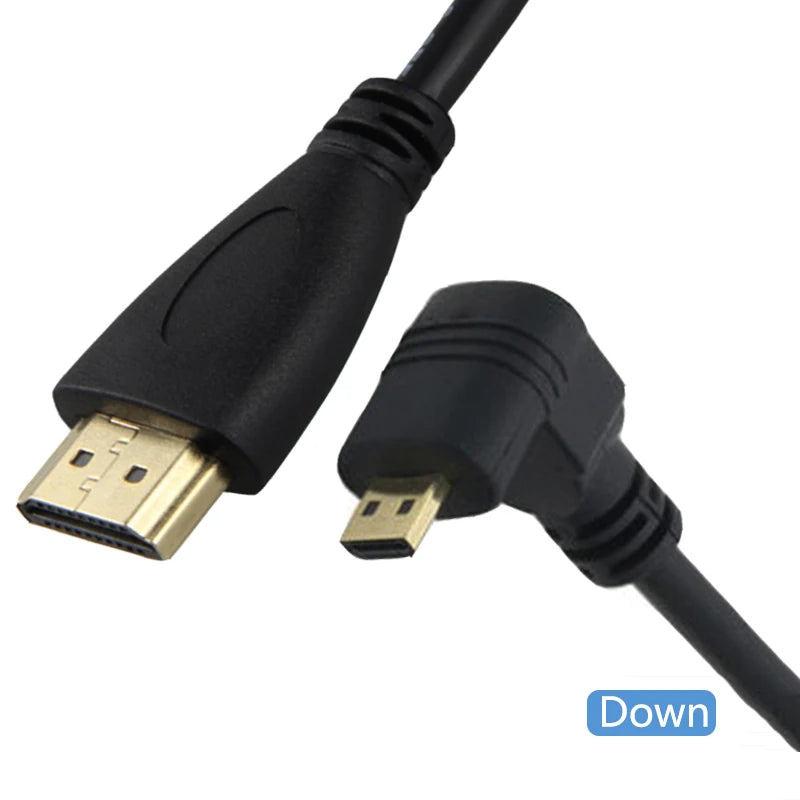 Micro hdmi Cable HDMI-compatible V1.4 Male to HDTV Micro HD 90 Degree Left Right Angle Cable 1080p for HDTV PS3 XBOX 3D LCD