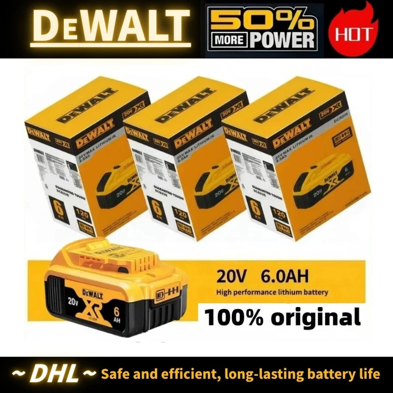 100% Genuine Dewalt 20V Battery, 2AH 5AH 6AH Rechargeable Lithium Ion Battery, Dewalt DCB200 Power Tool Replacement Battery