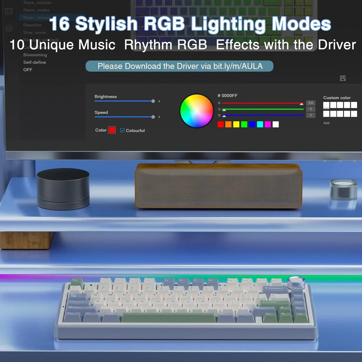 AULA F75 75% Wireless Mechanical Keyboard Hot Swappable Creamy Keyboard Pre-lubed Reaper Switches RGB Backlit Gaming Keyboards