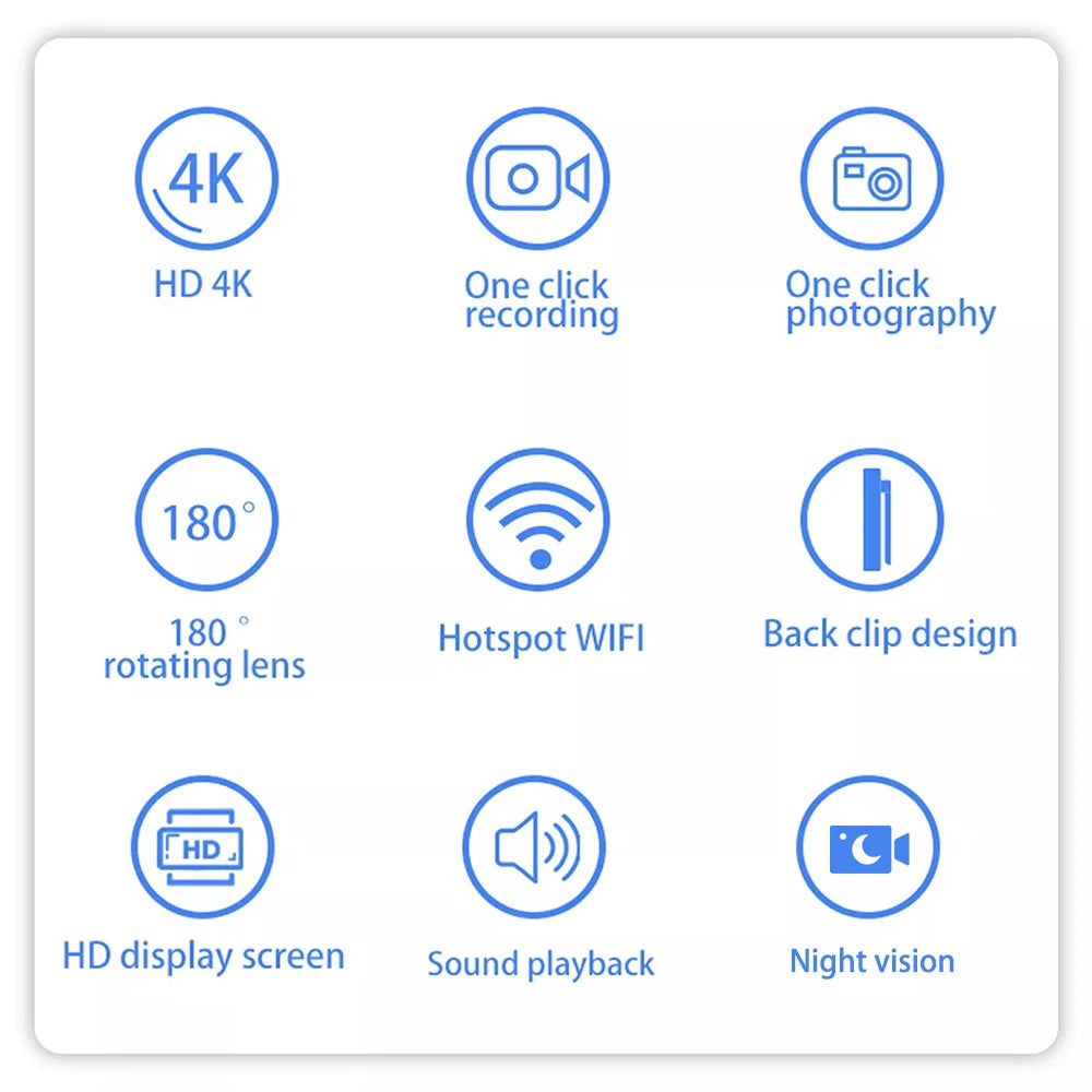4K 2K 1080P HD Mini WiFi Camera Portable Digital Video Recorder Body Cam Infrared Night Vision Police/Bike Camcorder Sports DV