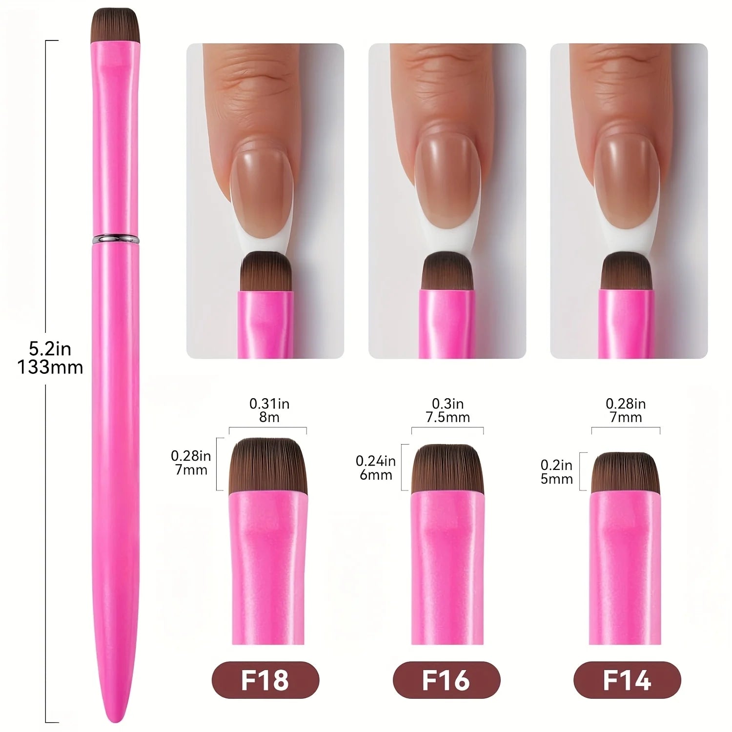 3 in 1 French Nail Brush, with Multi-function Brush Head - Fine Nail Brush, Suitable for Gel and Acrylic Nails, Precise Cleaning