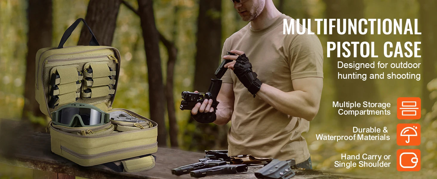 SucceBuy Tactical Range Backpack 2/6 Pistols Gun Backpack with Independent Pistol Bags and Magazines Pistol Backpack for Outdoor