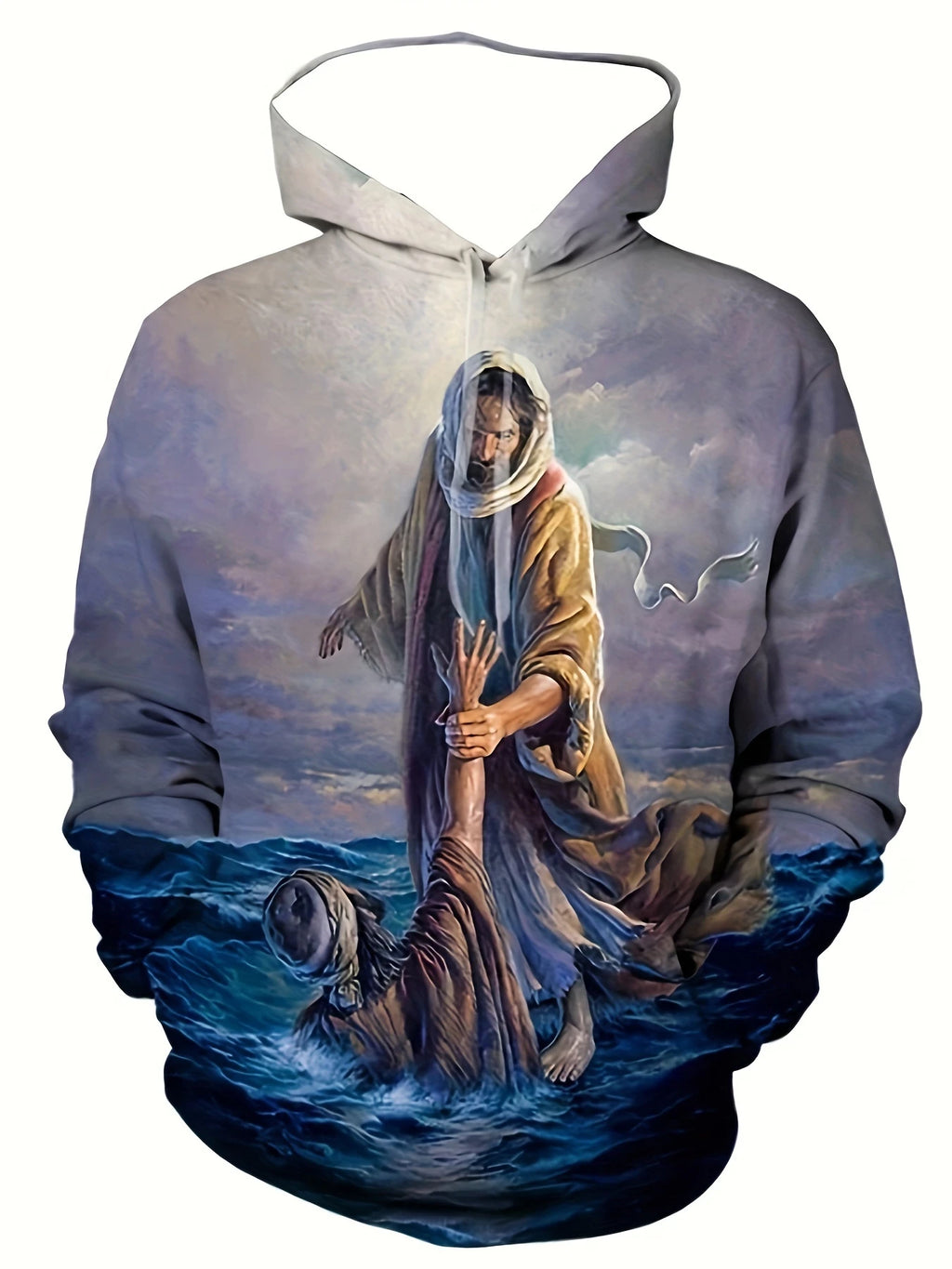 Man Hoodie Jesus Print Sweatshirts Long Sleeve Fall Spring Hoodies Casual Pullover Outdoor Oversized Tops Childs Men's Clothing