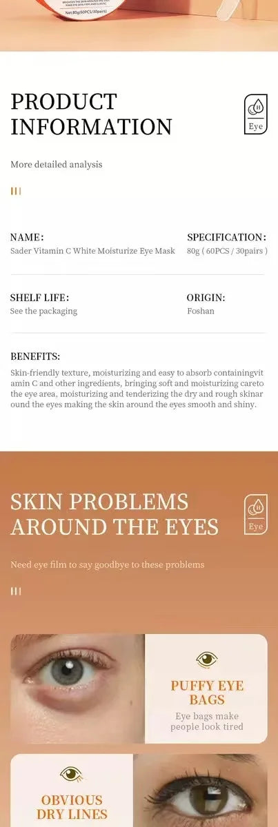 60 pieces of SADOER multi combination collagen eye mask, anti dark circles, eye bags removal, moisturizing, firming, eye patch,