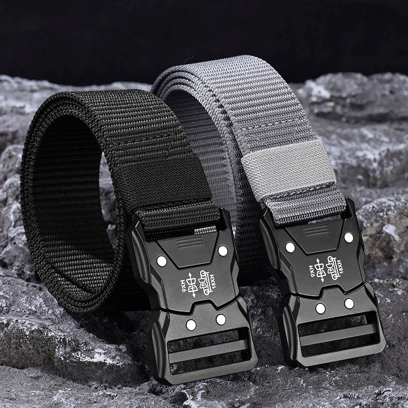 Genuine Tactical Belt Black Quick Release Outdoor Men's Belt Buckle Quick Release Elastic Belt Sport Nylon Braided Belts for Men