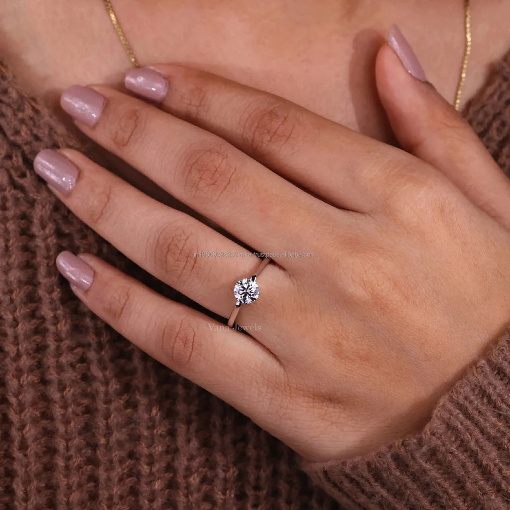 Solitaire Engagement Ring Cut Lab Grown Diamond White Gold Wedding Anniversary Promise Ring Women's 14k Solid Gold IGI Certified