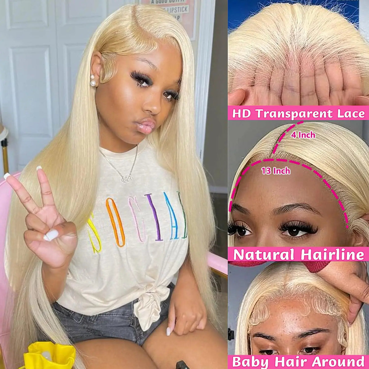 613 Blonde 30 40 Inch Bone Straight Human Hair Wig 13x6 Hd Lace Frontal Wig Brazilian 220 Density Colored Human Hair Lace Front Pre Plucked Wigs