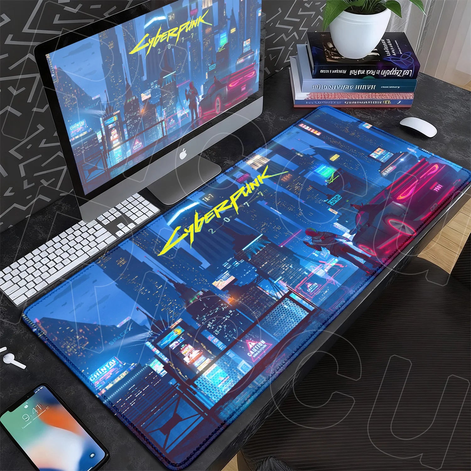 Black Gaming Mousepad XXL Rubber Non-slip Office Deskmat Anime Girl Playmat C-Cyberpunks Style Lock Edge PC Keyboard Accessories