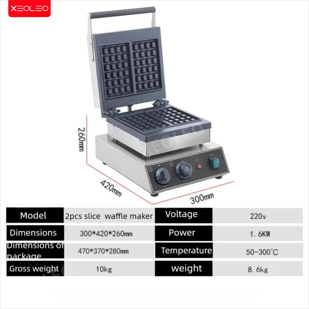 XEOLEO Electric Waffle Maker 1600W Square Shape Waffle Machine Non-stick Baking Waffle Iron Coating Baking and Dessert Maker