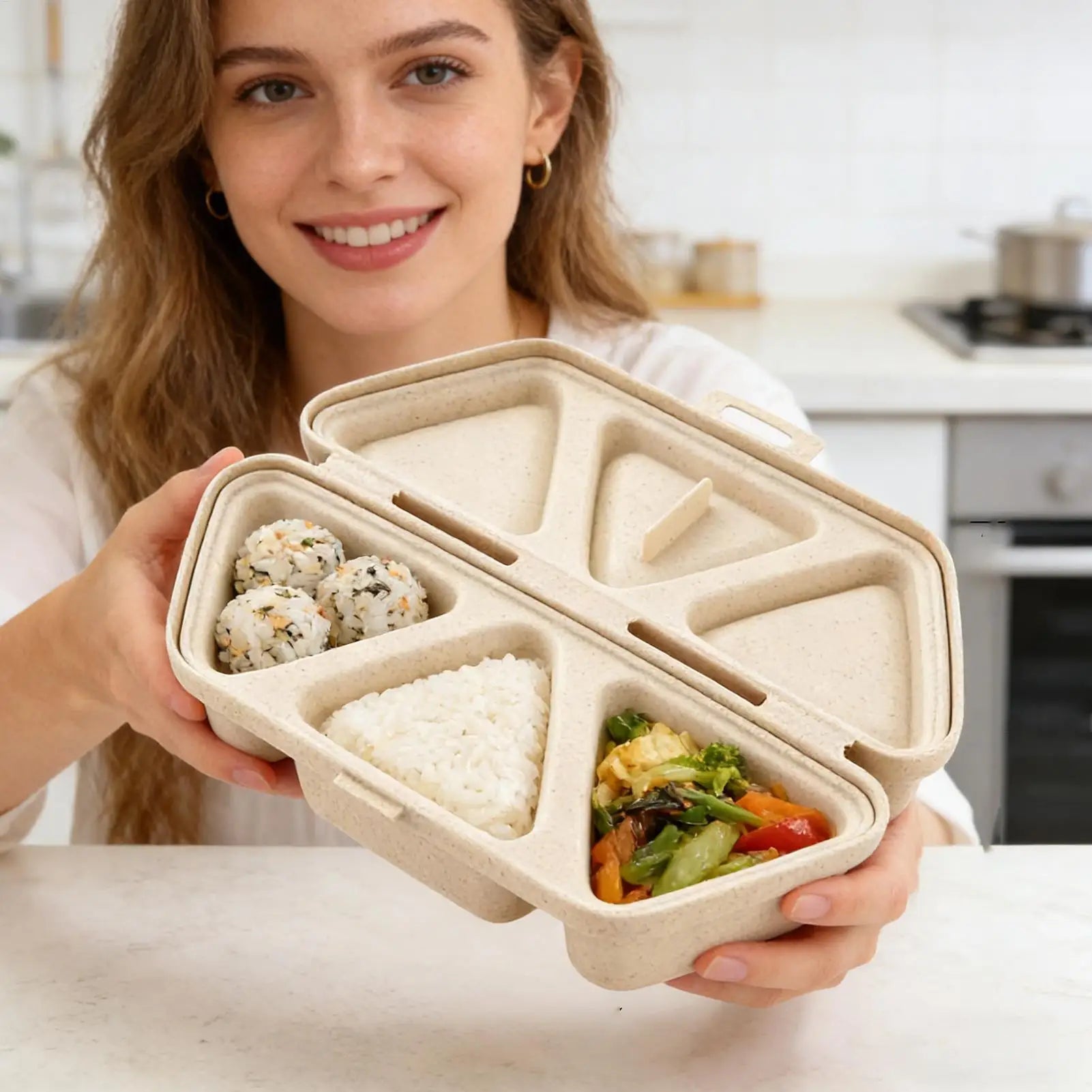Sushi Mold Maker 6 Cavity Triangle Rice Ball Onigiri Mold Bento Box Tools Non Stick Kitchen Gadgets for Meal Prep Cooking DIY