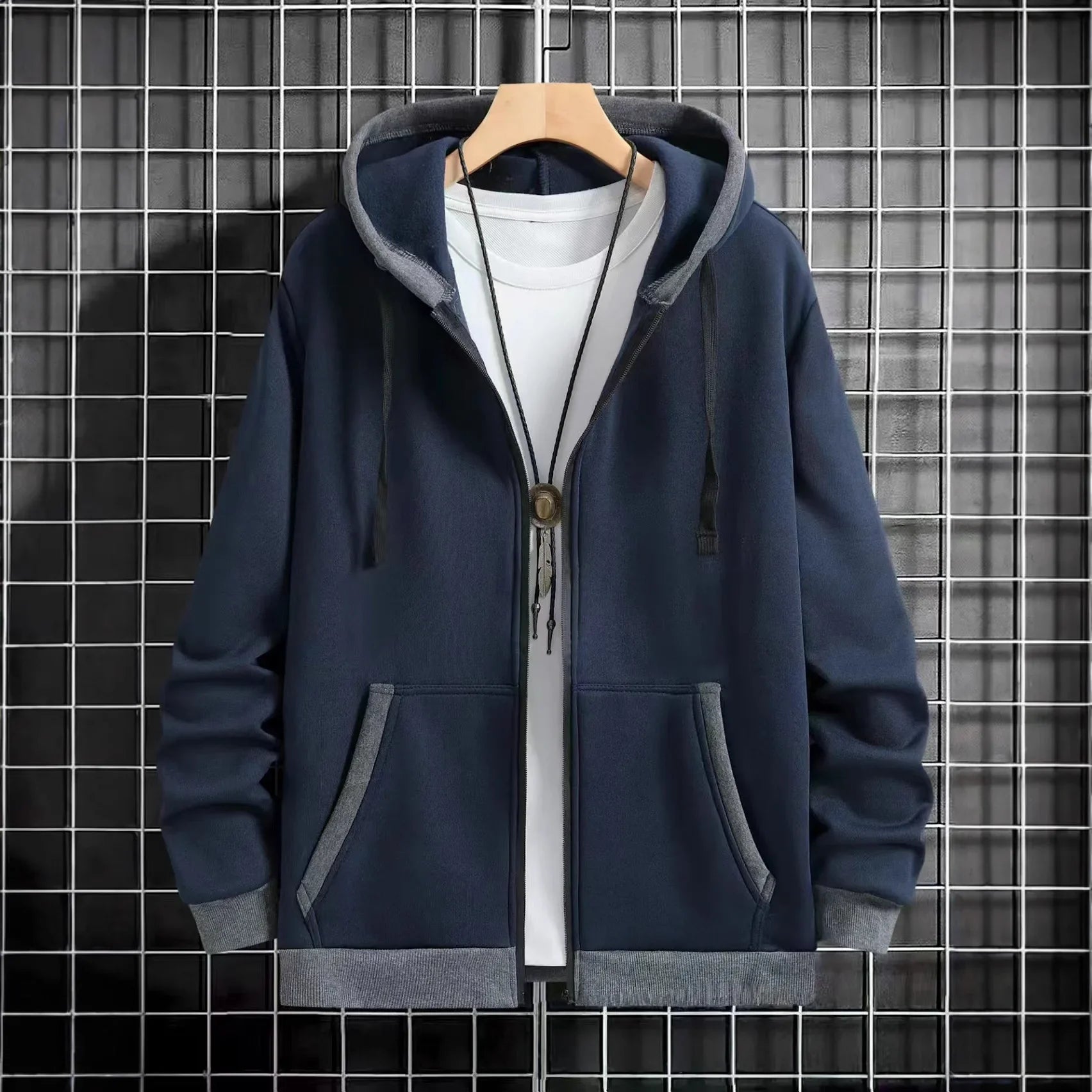 Spring and Autumn Men's Zipper Jacket Warm Windproof Hoodies Thickened Cardigan Sports Long Sleeve Sweatshirts Hooded Coat
