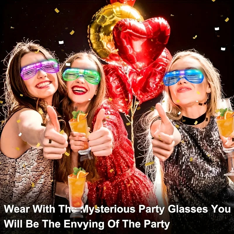 5Pc LED Luminous Blinds Glasses Adult Children Role Playing Props Halloween Party Wedding Bachelorette Party Bar Gift Decoration