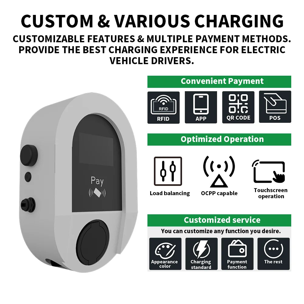 Home Use Car Charger Wallbox 22KW/7KW AC Charging Stations Ev