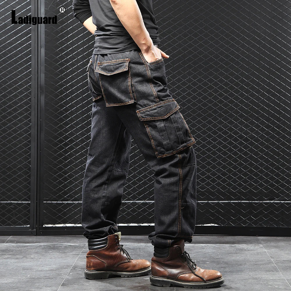 Biggest Size Mens Straight Cargo Jeans Demin Pants 2025 European Style Fashion Multo-Pocket Trouser New Casual Baggy Demin Pants