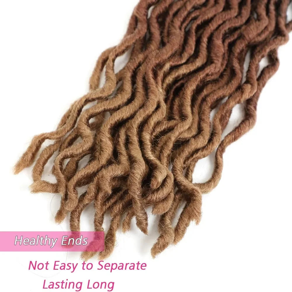 18 Inch Synthetic Gypsy Locs Wavy Crochet Braid Dreadlock Curly Wavy Twist Braiding Hair Extension African Root Braid for Women