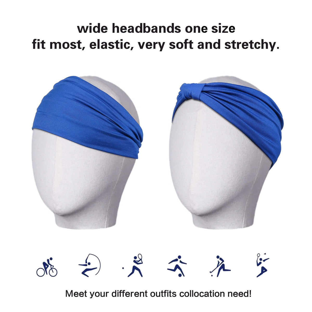 Wide Headbands For Women Non Slip Soft Elastic Hair Bands Yoga Running Sports Workout Gym Head Wraps Turbans Bandana
