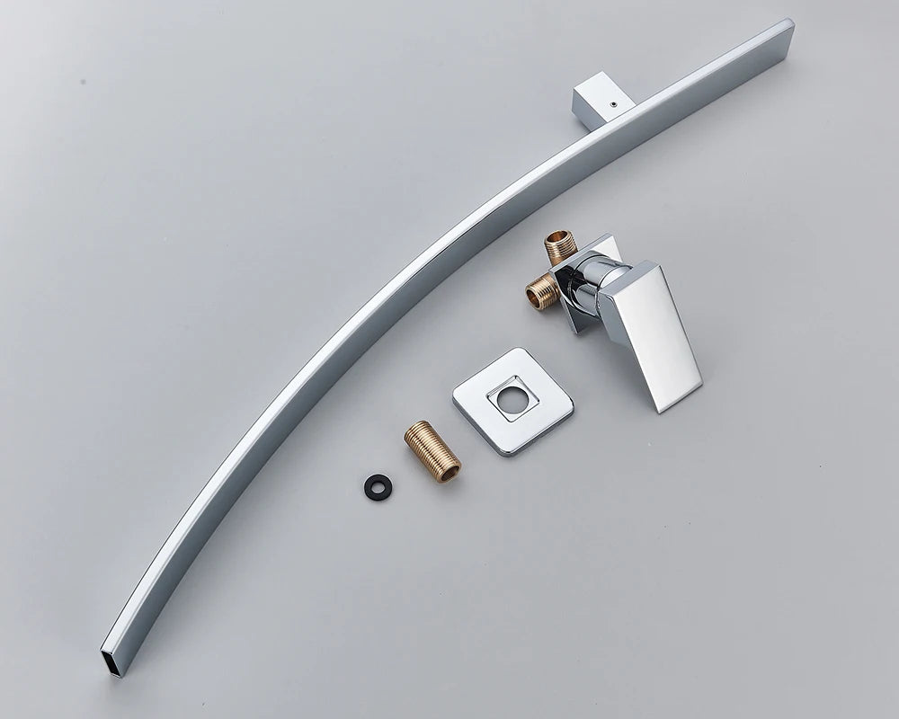 Rozin Wall Mounted 70cm Spout Waterfall Basin Faucet Single Handle Chrome Bathroom Mixer Tap Concealed Basin Sink Torneira
