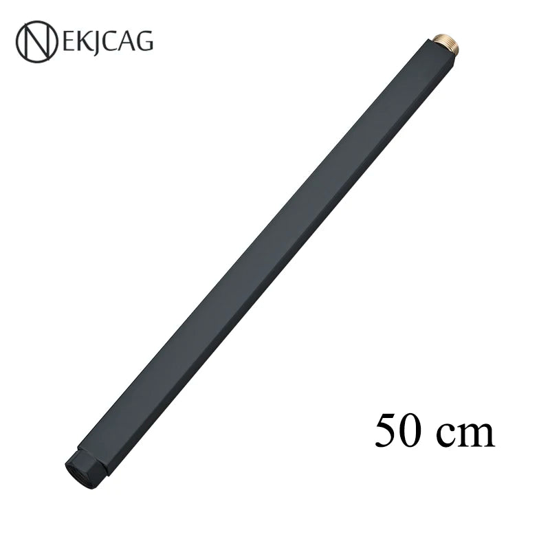 Square Extension Tube Bathroom Shower Faucet Extra Extend Tube Black Golden White Chrome 40/50CM Universal Interface Extend Pipe