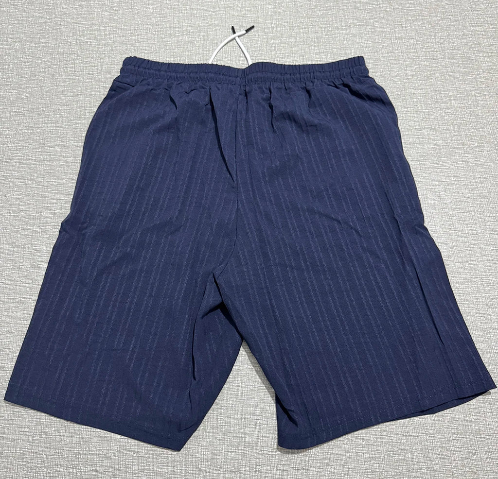 Lazy Street Style Vertical Stripe Slimming Shirt Shorts Two-piece Set No Need To Pair With Autumn Men's Thin Knit Sports Suit