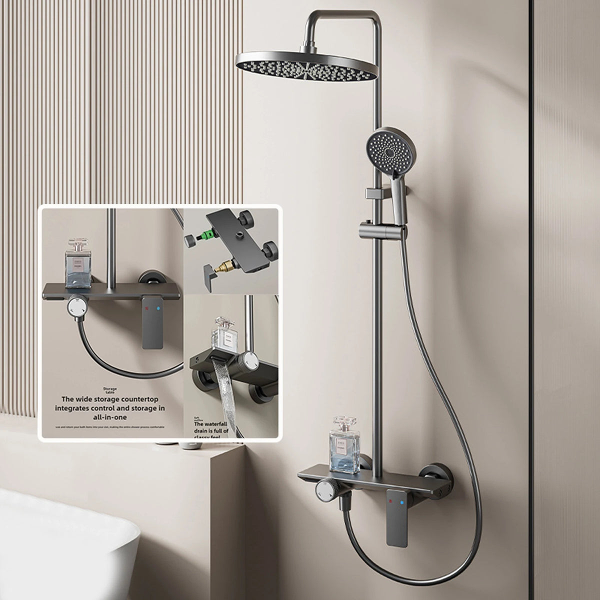 Modern Various Bathroom Shower Set Wall Mounted Aluminum Rainfall Shower Faucet Set Bathtub Showers Full Kit