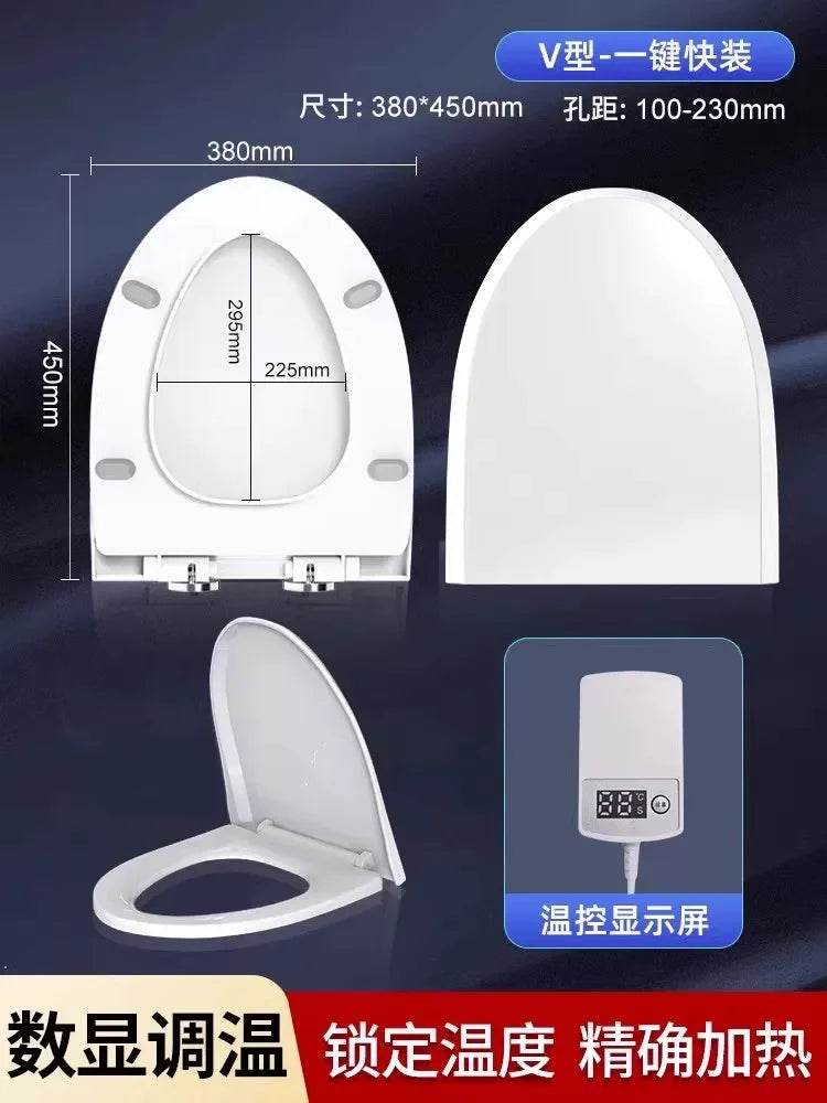 Heated Toilet Seat 4-Level Adjustable Temperature Leakproof Toilet Lid Waterproof U/V Seat Cushion Antibacterial