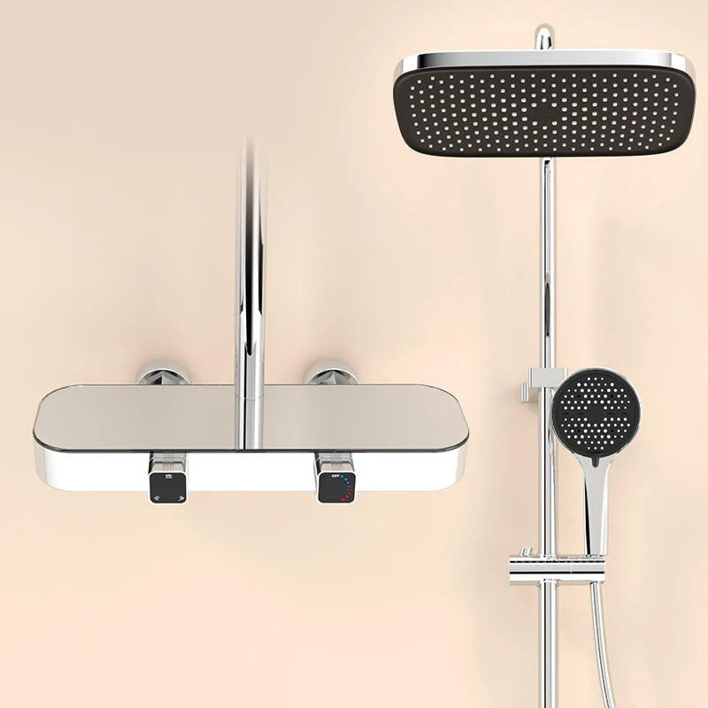 Newly Hot Cold Piano Bathroom Shower Set Quality Brass Bathroom Faucet Accessories Rain Shower Head Piano Bath Shower System