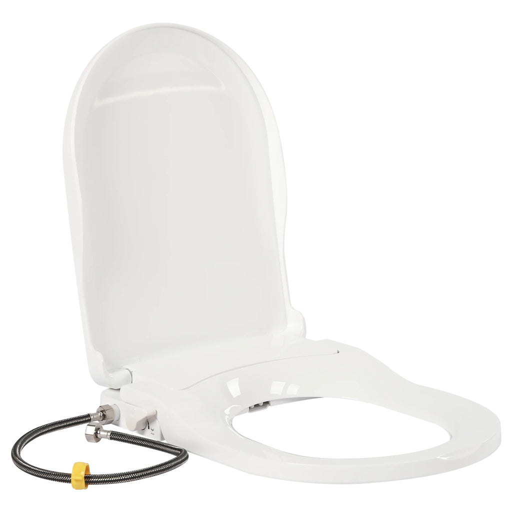 Non-Electric Bidet Toilet Seat Toilet Bidet Lid Fits Elongated Toilets, Dual Nozzle D-shaped with Cleaner Flush Hose