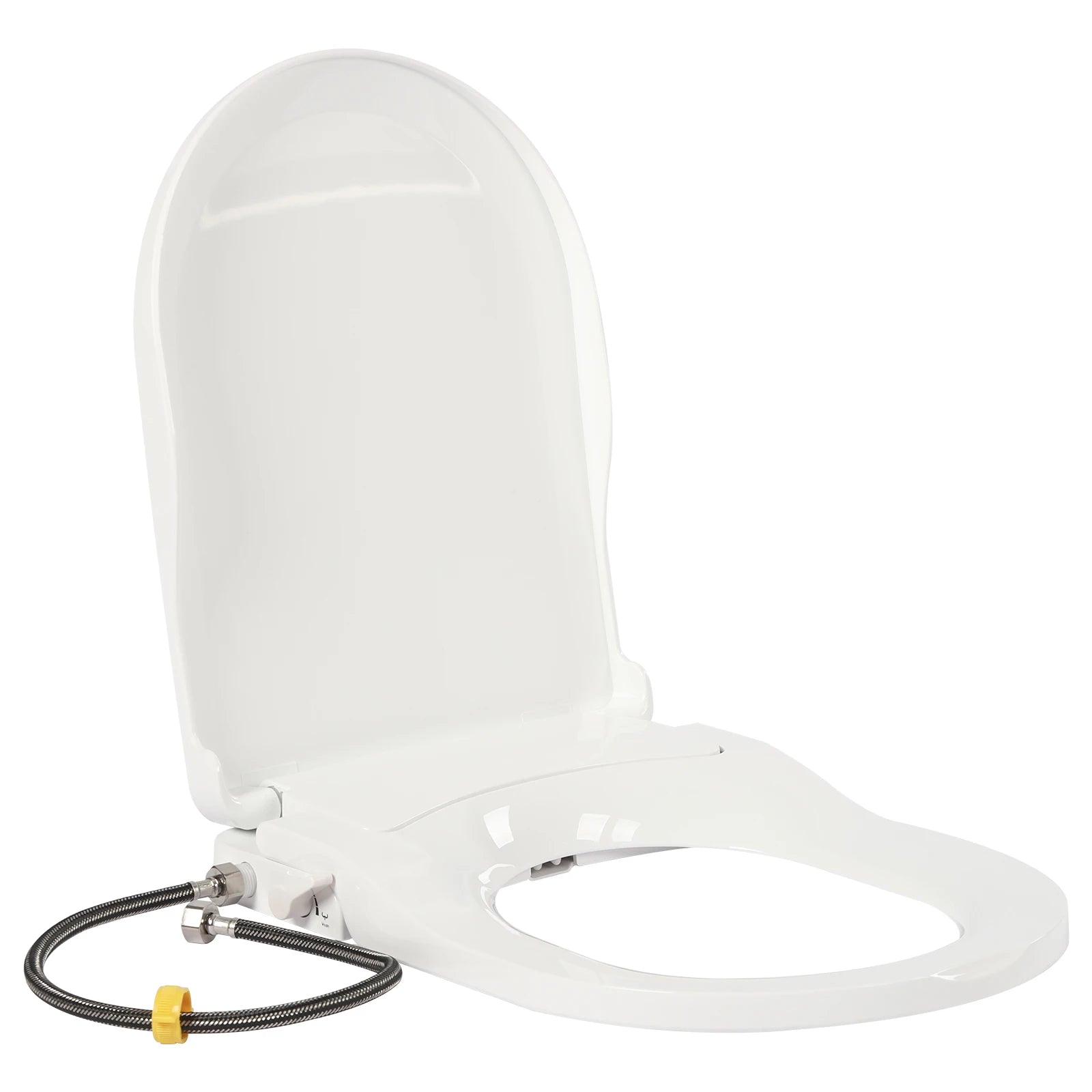 Non-Electric Bidet Toilet Seat Toilet Bidet Lid Fits Elongated Toilets, Dual Nozzle D-shaped with Cleaner Flush Hose