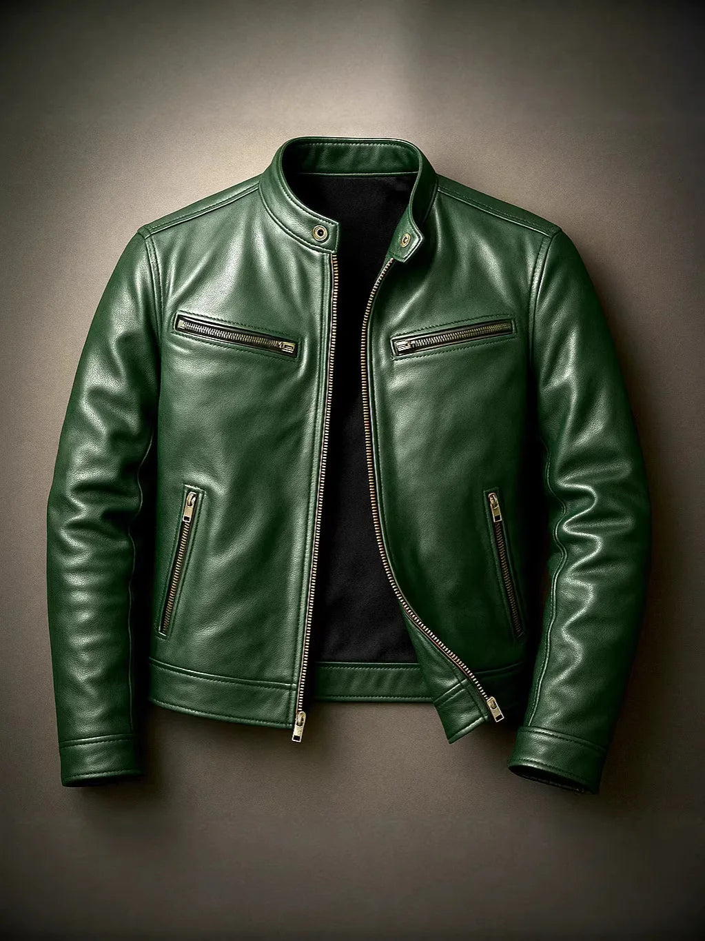 Mens Locomotive PU Leather Coat Mens Stand Collar Outdoor Handsome Leather Jacket Slim Punk Pilot Jacket Korean Trendy Clothes