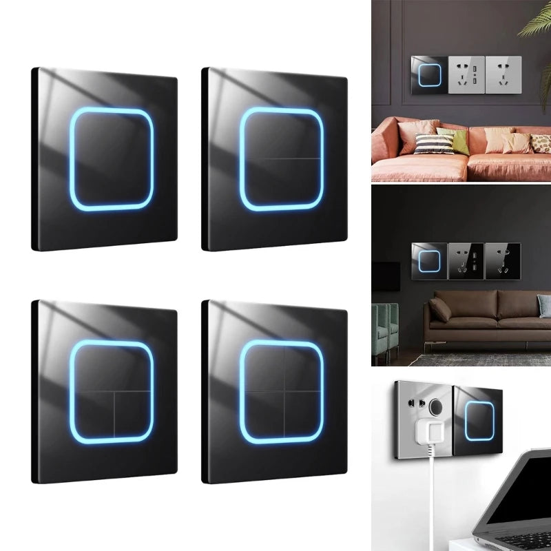 240V 10A Electrical Light Switches Tempered Glass Panel Wall Light Switches 1/2/3/4 Gang Wall Glasses Panel Switches Enduring