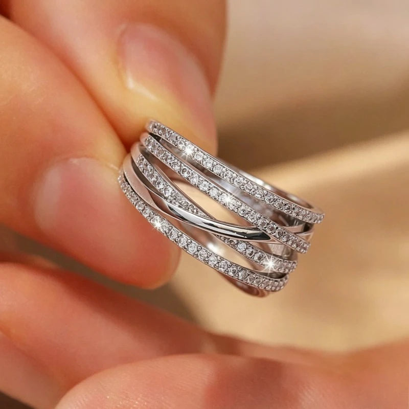 Luxurious and Fashionable Multi-layered Women's Rings Suitable for Banquets, Parties, Valentine's Day, Women's Jewelry Gifts