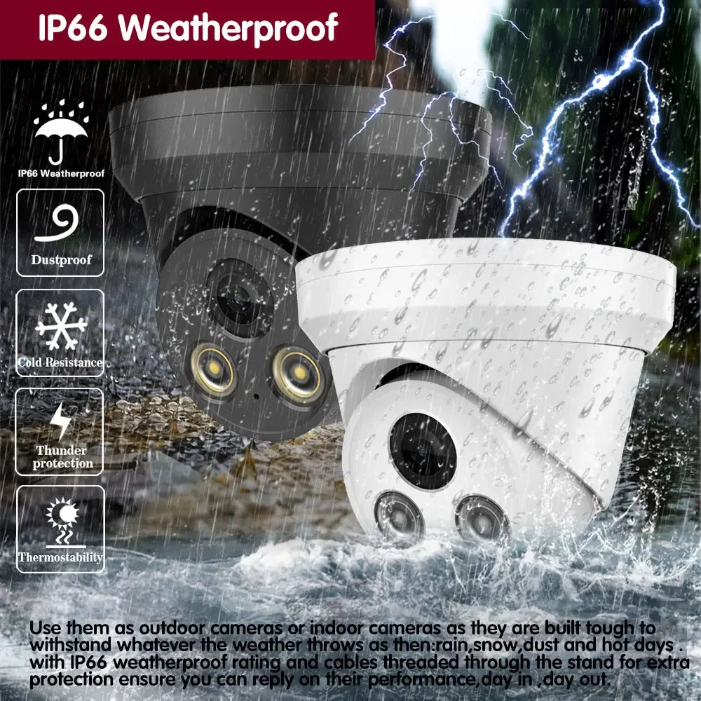 4K POE CCTV Camera Security System Kit Dome Outdoor Waterproof Color Night Vision IP Camera Video Surveillance System Kit 10CH