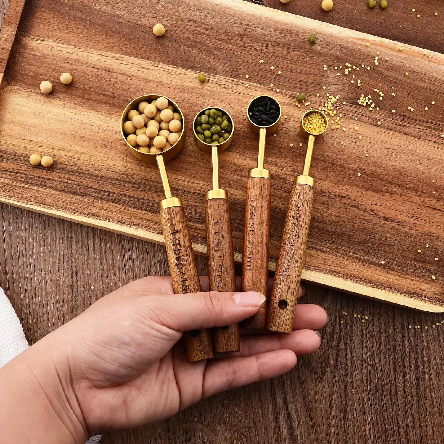 8Pcs Measuring Spoon Set Stainless Steel Multifunctional Cookware Portable Heavy Duty Kitchen Gadgets Baking Seasoning Spoon