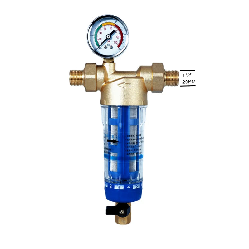 Front Purifier Whole House Spin Down Sediment Water Filter Central Backwash Remove Rust Contaminant Stainless Steel Mesh