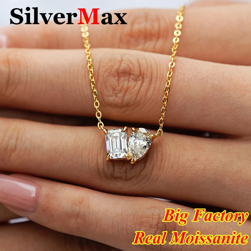 1CT / 2CT Emerald Heart Pear Princess Moissanite Diamond Pendants Necklaces For Women S925 Silver Fine Jewelry Women's Pendants