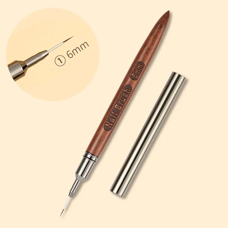 Nails Art Liner Brushes Wooden Handle Phototherapy Acrylic UV Gel Brush for Elongated Lines Painting Professional Manicure Tool