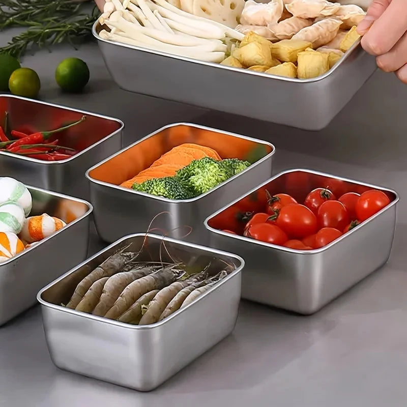 6 Pack Stackable Stainless Steel Food Containers, Leakproof Airtight Reusable Lunch Boxes for School Picnic Outdoor Use