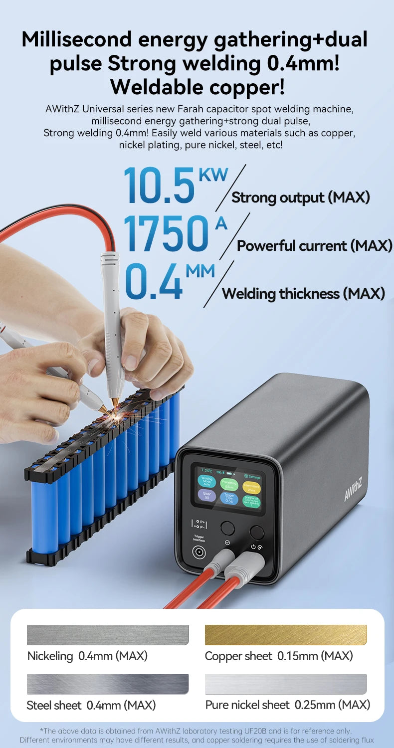 UF20B Portable Farad Capacitor Spot Welder 99 Level Adjustment Spot Welding Machine for Mobile Phone Battery Nickel Sheet Repair