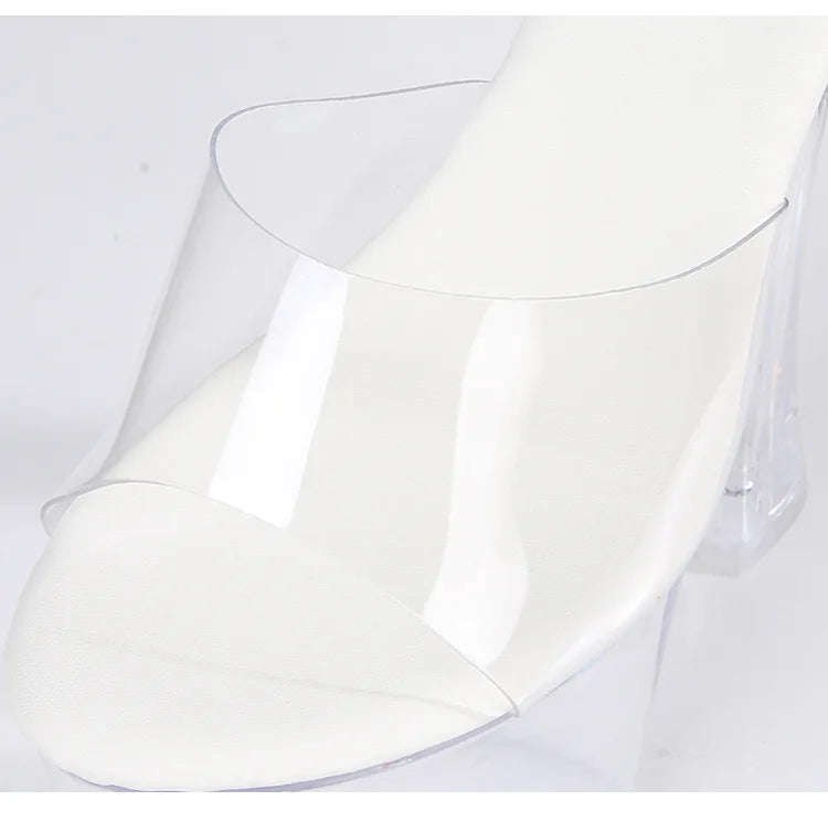 Glowing Crystal High Heels 17cm Nightclub Shoes Sexy Transparent Waterproof Platform Showgirl Stiletto Women's Sandals