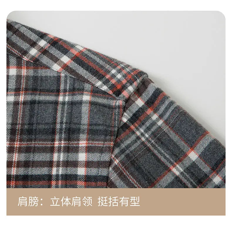 High-quality, fashionable, cool, casual and business-style pure cotton long-staple cotton men's check shirt with multi-color che