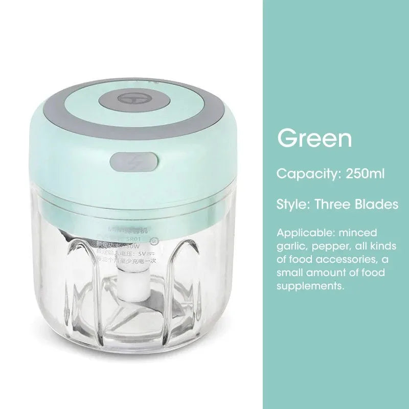 Electric Garlic Chopper 100/250ML Mini Portable Veggie Chopper Garlic Grinder Masher Onion Chopper Blender to Vegetable
