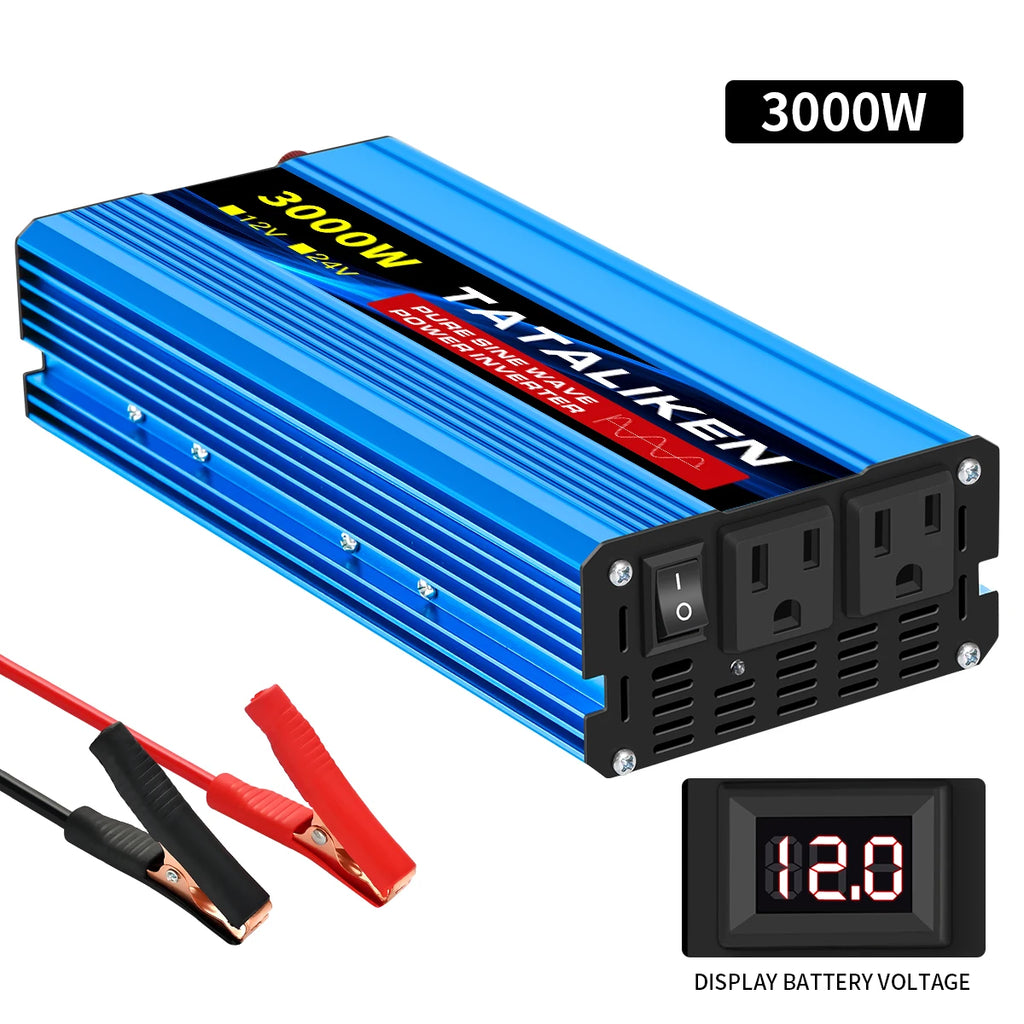 Power Inverter 10000W DC 12V to AC 110V 60HZ Pure Sine Wave Inverter with LCD Display Remote Control 4AC Outlets