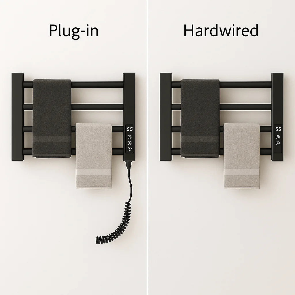 Traditional Wall Mounted Electric Towel Rail Small Towel Warmer Black Electric Heated Towel Rail