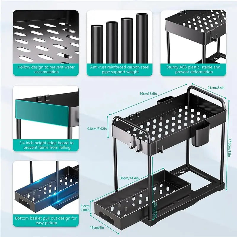 [CLOS] Kitchen Organizer Table Top Double-Layer Pull-Out Shelf Cabinet Pull-Out Sink Rack