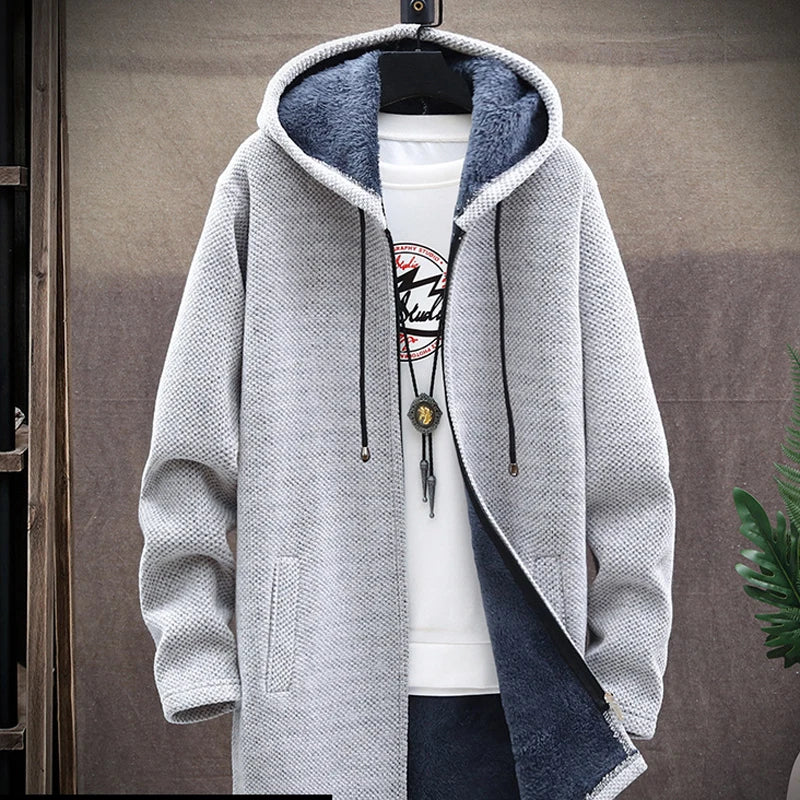Winter New Arrival Men's Sweaters Hooded Cardigan Coats Men Knitted Jacket Fleece Lining Solid Color Youth Casual Sweater MY324