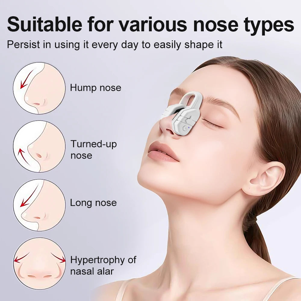 Beauty Nose Shaper Clip Microcurrent Pulse Vibration High Bridge Nose Sculpting Massager Nose Up Lifter Massage Tool