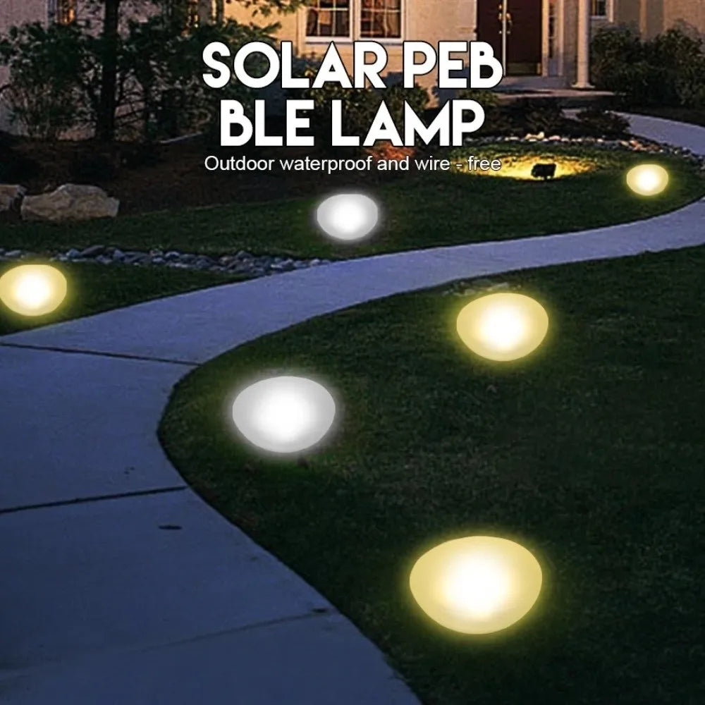 LED Solar Stone Light Solar Powered Decorative Frosted Glass Ground Lamp Waterproof Outdoor Waterproof Lantern Garden